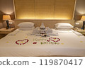 5-star hotel bed making and towel art Happy Birthday ① 119870417