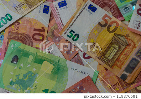 euro banknote set cash money - EU currency1 euro banknote set cash money - EU currency1 119870591