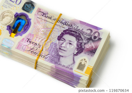 Pile of Twenty Pound Notes 1 119870634