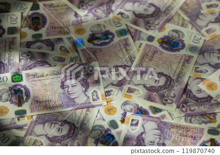 Pile of Twenty Pound Notes 1 119870740