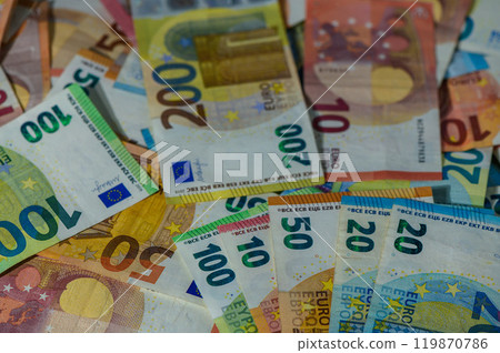 Fan of banknotes in euro currency Fan of banknotes in euro currency 119870786