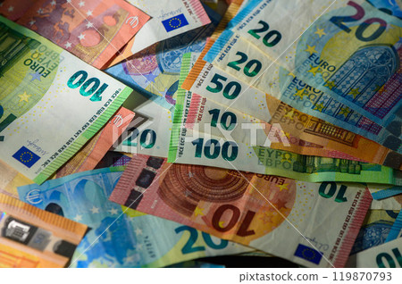 Finance background of different euro bills. European money 4 119870793