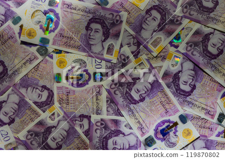 Pile of Twenty Pound Notes Pile of Twenty Pound Notes 119870802