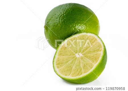 Lime closeup isolated on white background. Lime closeup isolated on white background. 119870958