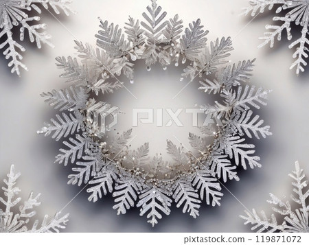 Round frame, Winter Snowflake Wreath, New Year Door Decoration, Circle of Blue and White Snowflakes, Christmas New Year 2025 Round frame, Winter Snowflake Wreath, New Year Door Decoration, Circle of Blue and White Snowflakes, Christmas New Year 2025 119871072