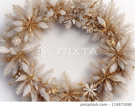 Round frame, Winter Snowflake Wreath, New Year Door Decoration, Circle of Blue and White Snowflakes, Christmas New Year 2025 119871090