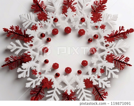 Round frame, Winter Snowflake Wreath, New Year Door Decoration, Circle of Blue and White Snowflakes, Christmas New Year 2025 119871091