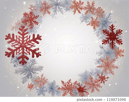 Round frame, Winter Snowflake Wreath, New Year Door Decoration, Circle of Blue and White Snowflakes, Christmas New Year 2025 119871098