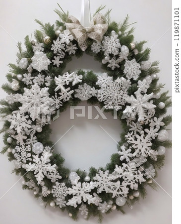 Round frame, Winter Snowflake Wreath, New Year Door Decoration, Circle of Blue and White Snowflakes, Christmas New Year 2025 Round frame, Winter Snowflake Wreath, New Year Door Decoration, Circle of Blue and White Snowflakes, Christmas New Year 2025 119871101