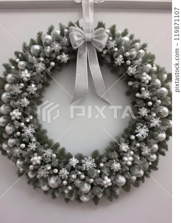 Round frame, Winter Snowflake Wreath, New Year Door Decoration, Circle of Blue and White Snowflakes, Christmas New Year 2025 Round frame, Winter Snowflake Wreath, New Year Door Decoration, Circle of Blue and White Snowflakes, Christmas New Year 2025 119871107