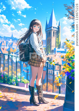 France_在阿爾薩斯地區街道上行走的女人_2 119871228