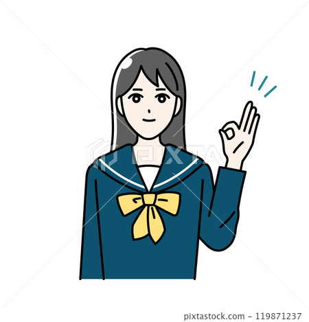Illustration of a student in uniform making an OK pose Illustration of a student in uniform making an OK pose 119871237