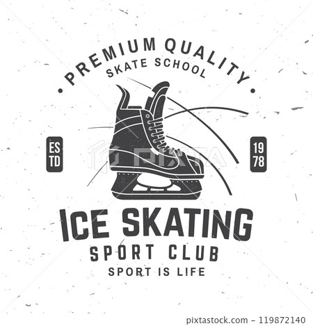 Ice Skate club logo, badge design. Concept for shirt or logo, print, stamp or tee with ice skating. Winter sport. Vector illustration. 119872140