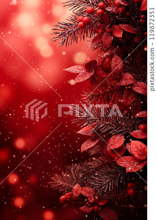 A close up of a christmas tree with red berries on it A close up of a christmas tree with red berries on it 119872351