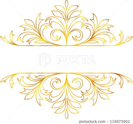 Floral frame in line art style with golden foil effect. 119873002