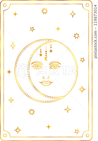 Tarot card moon. The major arcana of a deck of  tarot cards. 119873014