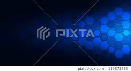 Abstract technology background and design element with hexagons pattern and geometric shapes Abstract technology background and design element with hexagons pattern and geometric shapes 119873283