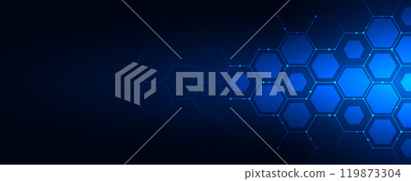 Abstract technology background and design element with hexagons pattern and geometric shapes 119873304