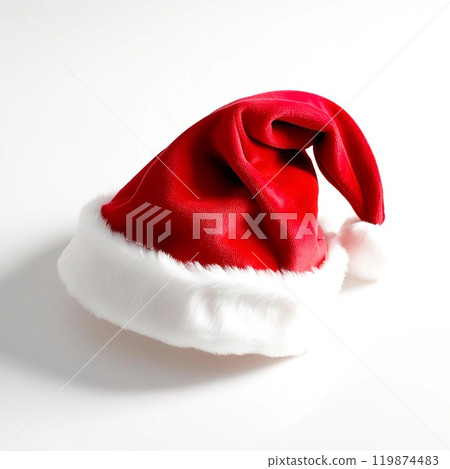 Red and white Santa hat on a white isolated background. Red and white Santa hat on a white isolated background. 119874483