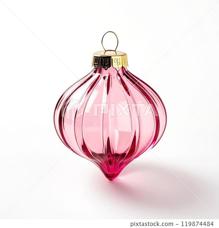 Red glass Christmas ornament, elegant design, white isolated background. Red glass Christmas ornament, elegant design, white isolated background. 119874484