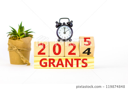 Planning 2025 grants new year symbol. Concept words 2024 Grants to 2025 Grants on beautiful wooden blocks. Beautiful white table white background. Business 2025 grants new year concept. Copy space. Planning 2025 grants new year symbol. Concept words 2024 Grants to 2025 Grants on beautiful wooden blocks. Beautiful white table white background. Business 2025 grants new year concept. Copy space. 119874848