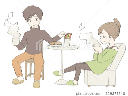 年輕男女在房間放鬆 119875340