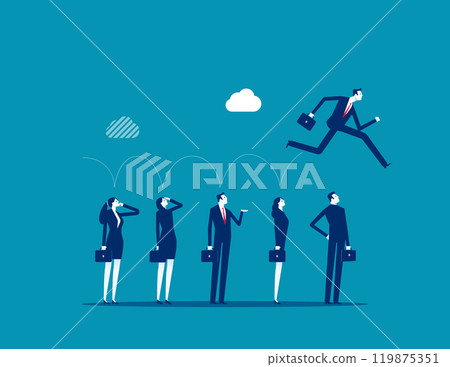 Career competition, job promotion or selfish colleagues jump over other people to get to goal, take advantage of coworker to success, selfish businessman jump over other people to achieve target. Career competition, job promotion or selfish colleagues jump over other people to get to goal, take advantage of coworker to success, selfish businessman jump over other people to achieve target. 119875351