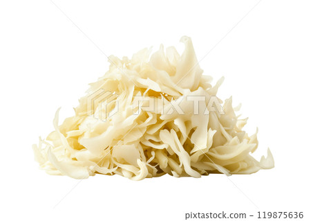 A pile of shredded cabbage or  sauerkraut isolated on a white transparent background. Concept of healthy eating and fresh vegetables 119875636