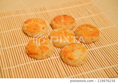 peanut cookies on a bamboo mat peanut cookies on a bamboo mat 119876238