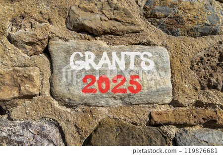 Planning grants 2025 new year symbol. Concept words Grants 2025 on beautiful grey stone. Beautiful big stone wall background. Business grants 2025 new year concept. Copy space. Planning grants 2025 new year symbol. Concept words Grants 2025 on beautiful grey stone. Beautiful big stone wall background. Business grants 2025 new year concept. Copy space. 119876681