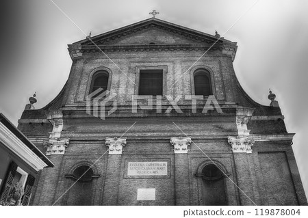 Facade of the Cathedral of Saint Cassian in Comacchio, Italy 119878004