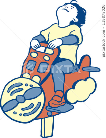 孩子們在公園玩飛機遊樂設備 孩子們在公園玩飛機遊樂設備 119878026