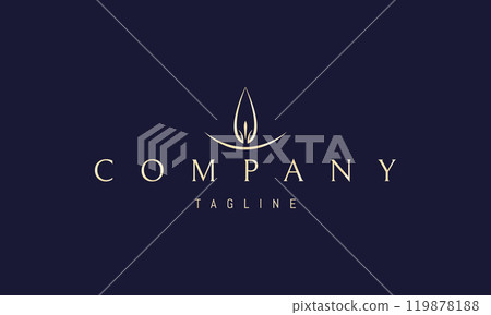 Vector golden logo with an abstract image of a drop over a bowl in the form of a flame. 119878188
