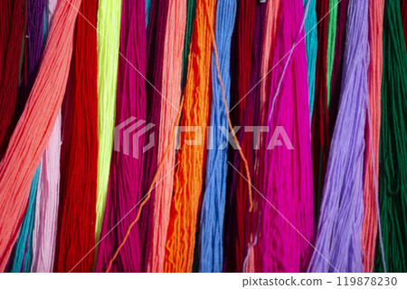 Multicolored background made of many colored threads. Multicolored background made of many colored threads. 119878230