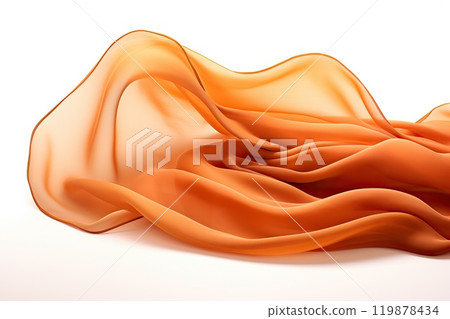 Orange wavy silk or satin isolated on white background Orange wavy silk or satin isolated on white background 119878434