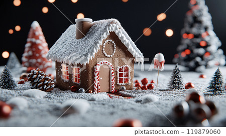Detailed Gingerbread House in Winter Wonderland 119879060