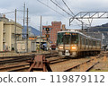 JR West 223 series local train departing Nishi-Maizuru Station 119879112