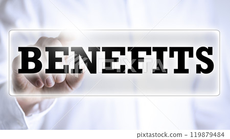 Benefits in text on a virtual screen 119879484