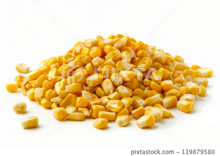 Boiled corn seeds isolated on white background 119879580