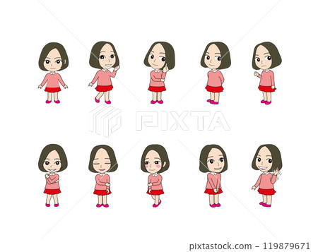 Girl character with various expressions_1 Girl character with various expressions_1 119879671