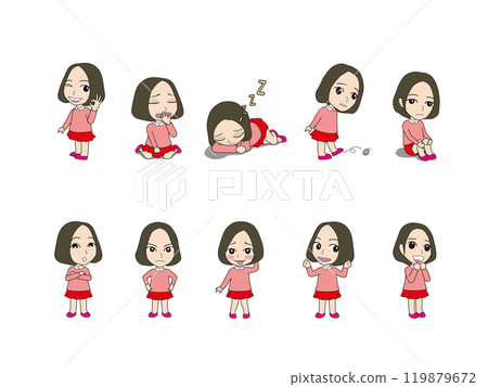 Girl character with various expressions_2 Girl character with various expressions_2 119879672