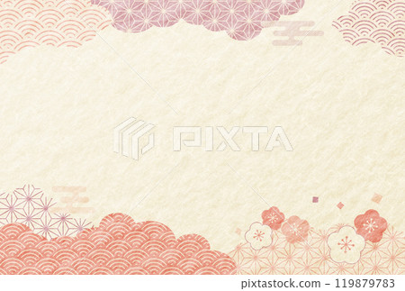 Plum, New Year, New Year's card, New Year, Japanese pattern, Japanese paper background Plum, New Year, New Year's card, New Year, Japanese pattern, Japanese paper background 119879783