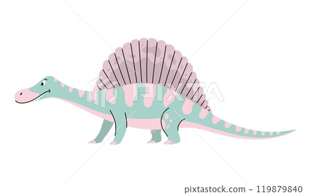 Cartoon dinosaur baby. Prehistoric funny little monster for children theme. Cartoon character in flat style. Vector illustration isolated on white background 119879840