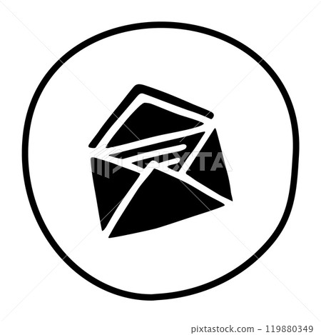 Doodle Open envelope with letter icon or logo, hand drawn with thin black line 119880349