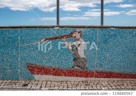 Ceramic tiles - fisherman mosaic, Canical, Madeira Ceramic tiles - fisherman mosaic, Canical, Madeira 119880567