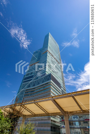 The exterior of Abeno Harukas on a clear day, which houses the Osaka Marriott Miyako Hotel The exterior of Abeno Harukas on a clear day, which houses the Osaka Marriott Miyako Hotel 119880651