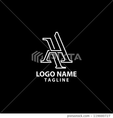initial letter AH monogram line logo design vector 119880727