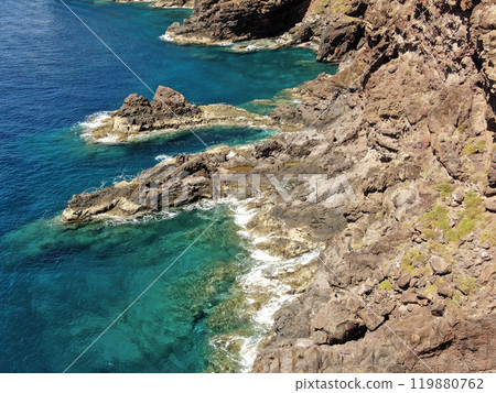 Picturesque landscape of the ocean coast. Rocks near Canical on the island Picturesque landscape of the ocean coast. Rocks near Canical on the island 119880762