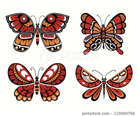 hand drawn of Native Butterfly symbolizes transformation, metamorphosis, beauty, balance, 119880798