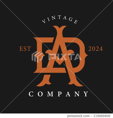 Vintage Monogram initial letter AD or DA vector illustration, Vintage Monogram initial letter AD or DA vector illustration, 119880800